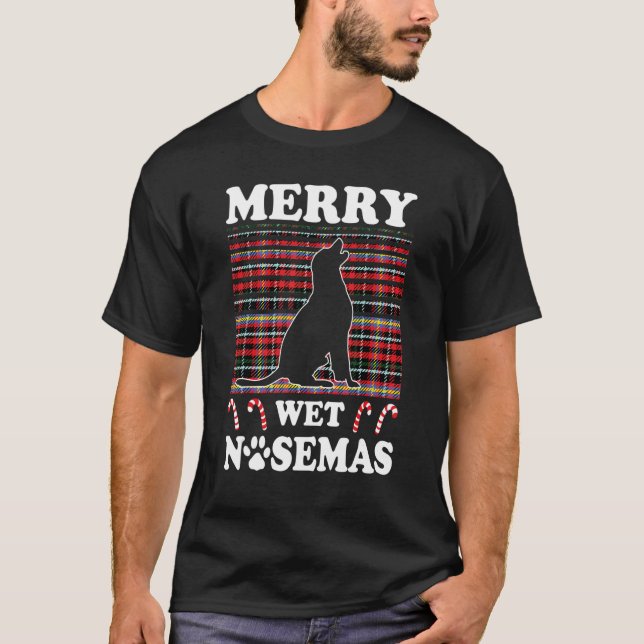 Labrador Retriever Merry Wet Nosemas Christmas Lab T-Shirt (Front)