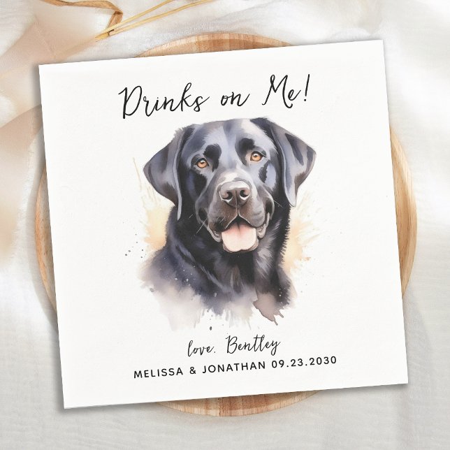 Labrador Retriever Modern Dog Wedding Cocktail Napkin (Creator Uploaded)