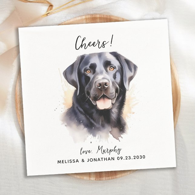 Labrador Retriever Modern Dog Wedding Cocktail Napkin (Creator Uploaded)