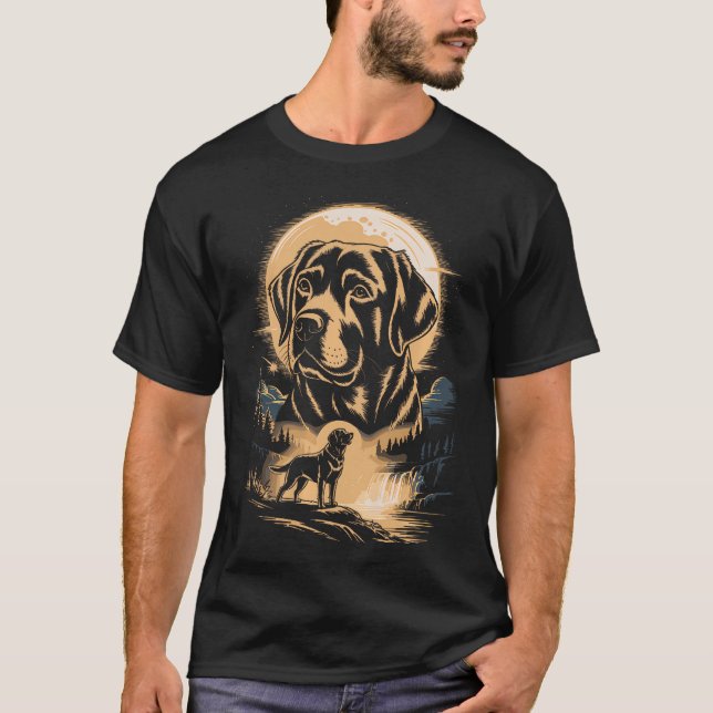 Labrador Retriever Moonlight Waterfall T-Shirt (Front)