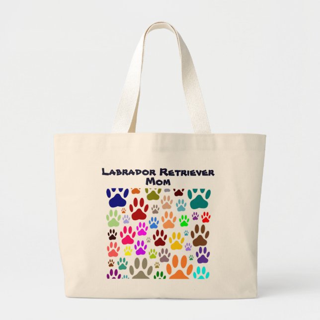 Labrador Retriever Mum Dog Paw Prints Large Tote Bag (Front)