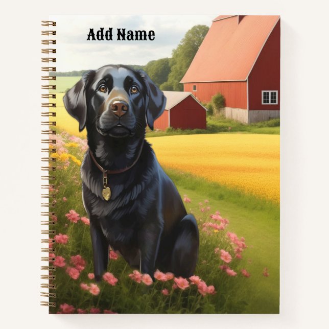 Labrador Retriever on Farm Notebook (Front)