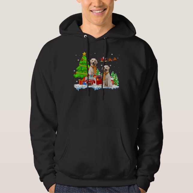 Labrador Retriever On Truck Christmas Labrador Ret Hoodie (Front)
