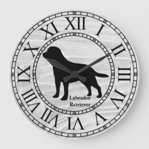 Labrador Retriever on Washed Wood Large Clock