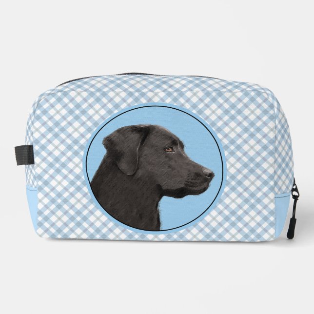 Labrador Retriever Painting Black Lab Pet Dog Art Dopp Kit (Front)