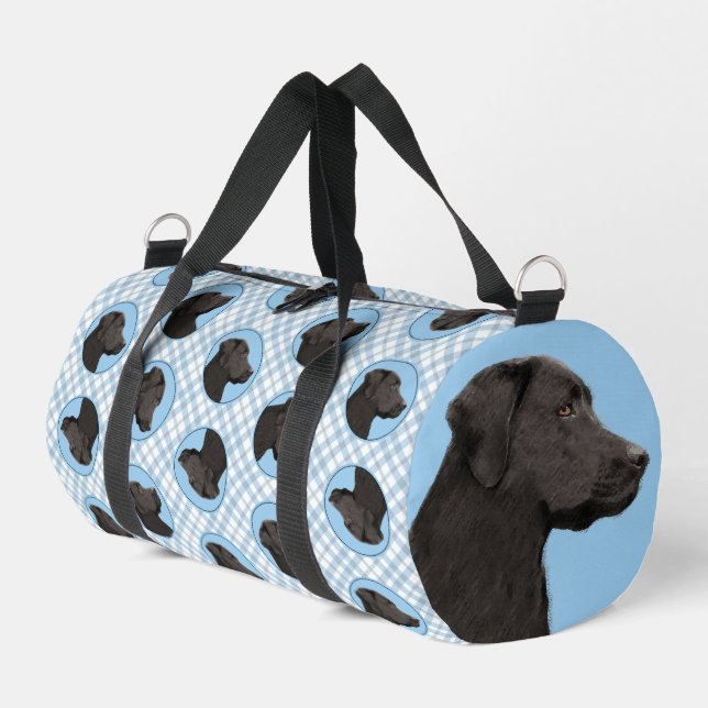 Labrador Retriever Painting Black Lab Pet Dog Art Duffle Bag (Left Corner)