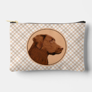 Labrador Retriever Painting Chocolate Lab Dog Art Accessory Pouch
