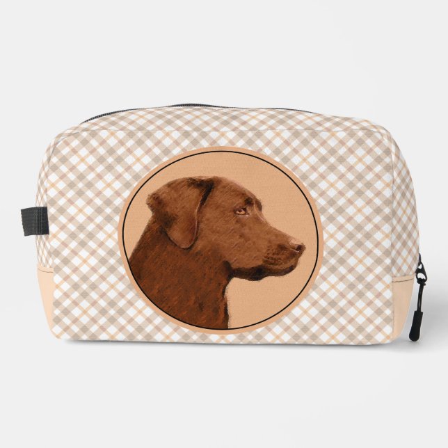 Labrador Retriever Painting Chocolate Lab Dog Art Dopp Kit (Front)