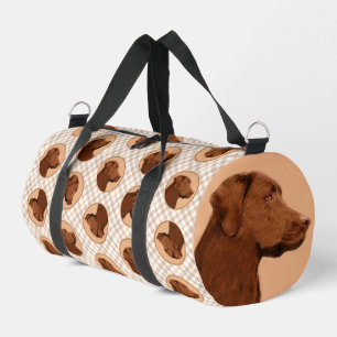Labrador Retriever Painting Chocolate Lab Dog Art Duffle Bag