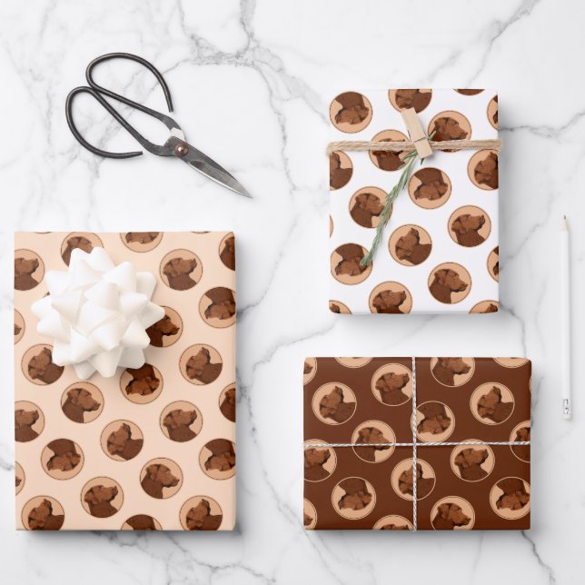Labrador Retriever Painting Chocolate Lab Dog Art Wrapping Paper Sheet (Front)