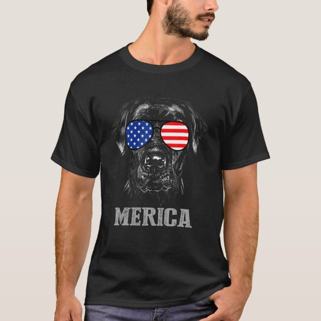 Labrador Retriever Patriotic Dog Merica 4th Of Jul T-Shirt (Front)