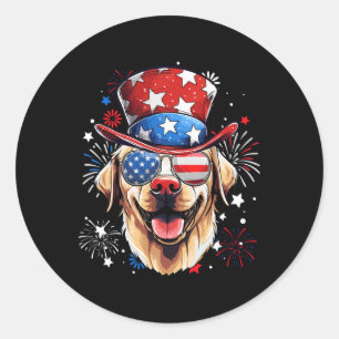 Labrador Retriever Patriotic Usa Flag 4th Of July Classic Round Sticker