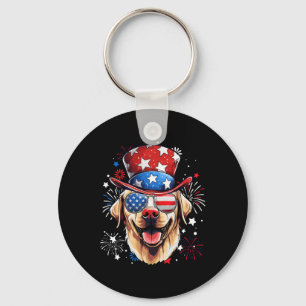 Labrador Retriever Patriotic Usa Flag 4th Of July  Key Ring