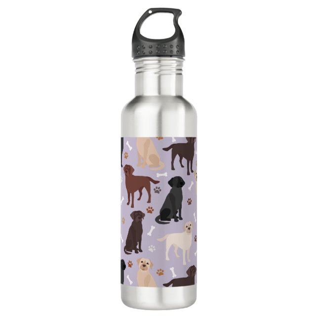 Labrador Retriever Paws and Bones 710 Ml Water Bottle (Front)