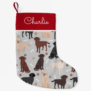 Labrador Retriever Paws and Bones Custom Name Small Christmas Stocking