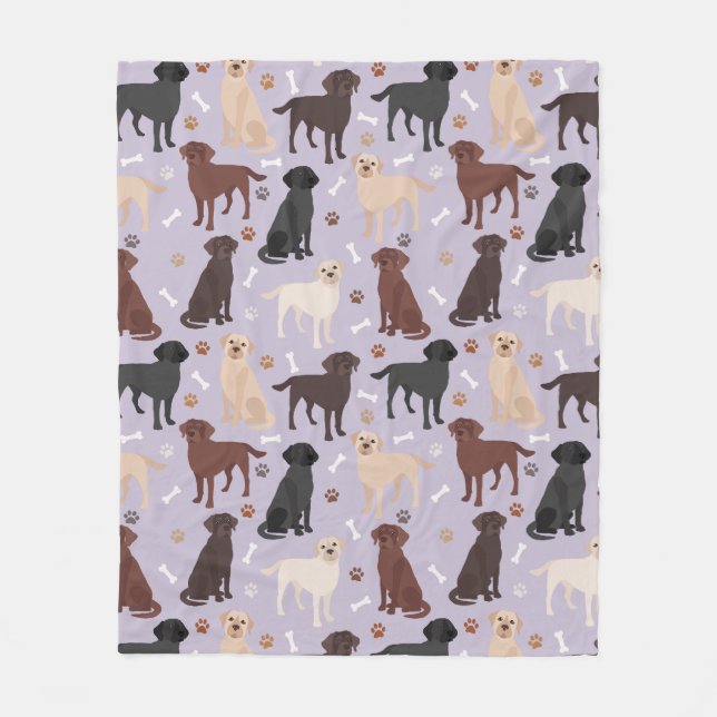 Labrador Retriever Paws and Bones Fleece Blanket (Front)