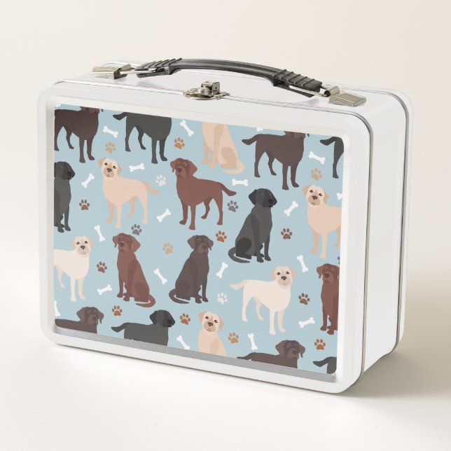 Labrador Retriever Paws and Bones Metal Lunch Box (Front)