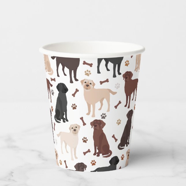 Labrador Retriever Paws and Bones Paper Cups (Front)