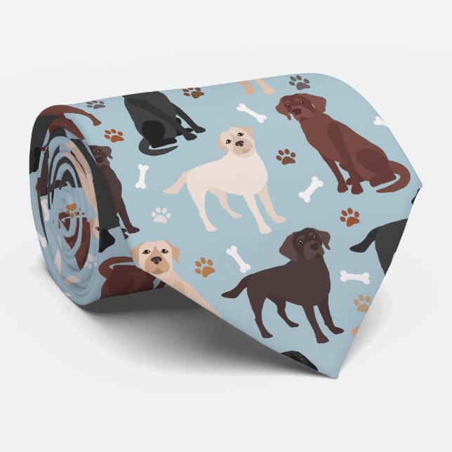 Labrador Retriever Paws and Bones Tie (Rolled)