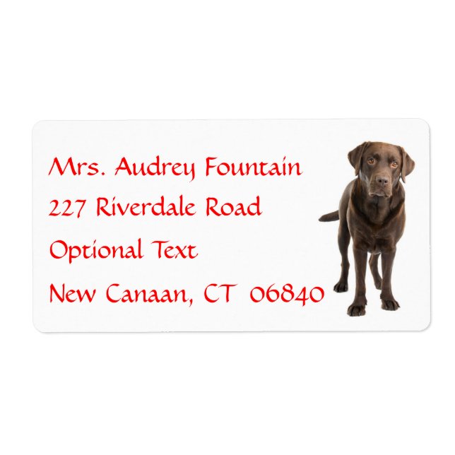 Labrador Retriever Personalised Name Address Label (Front)