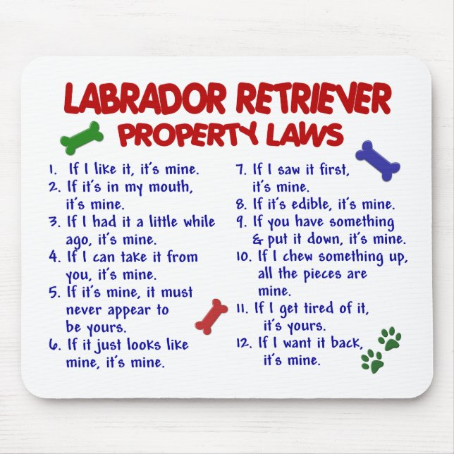 LABRADOR RETRIEVER Property Laws Mouse Mat (Front)