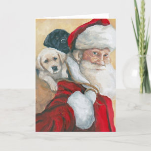 Labrador Retriever Pup Santa Dog Art Greeting Card