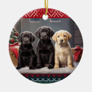Labrador Retriever puppies Christmas Ceramic Tree Decoration