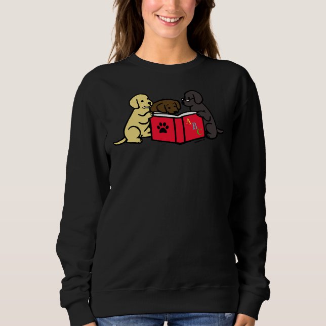 Labrador Retriever Puppies Reading Book Sweatshirt (Front)