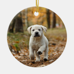 Labrador retriever puppy ceramic tree decoration