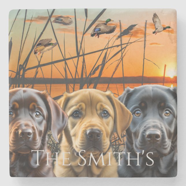 Labrador Retriever Puppy Customised Stone Coaster (Front)