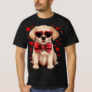 Labrador Retriever Puppy Hearts Red Bow Tie Valent T-Shirt