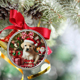 Labrador Retriever Puppy My First Christmas Metal Tree Decoration