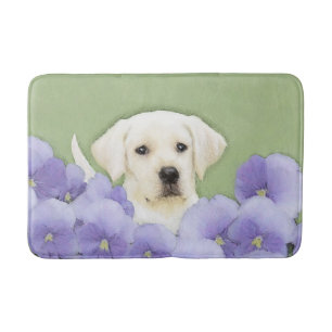 Labrador Retriever Puppy Painting Original Dog Art Bath Mat