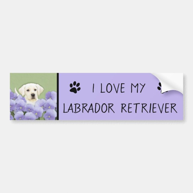Labrador Retriever Puppy Painting Original Dog Art Bumper Sticker (Front)