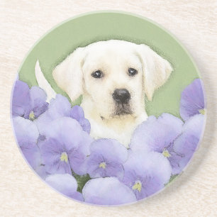 Labrador Retriever Puppy Painting Original Dog Art Coaster