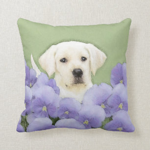 Labrador Retriever Puppy Painting Original Dog Art Cushion