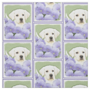 Labrador Retriever Puppy Painting Original Dog Art Fabric