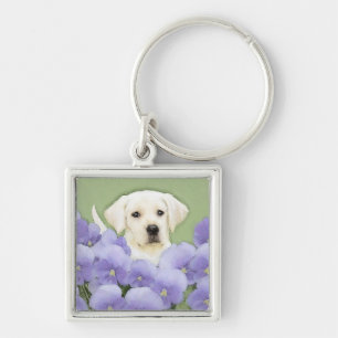Labrador Retriever Puppy Painting Original Dog Art Key Ring