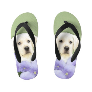 Labrador Retriever Puppy Painting Original Dog Art Kid's Flip Flops