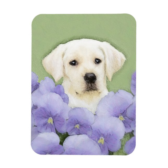 Labrador Retriever Puppy Painting Original Dog Art Magnet (Vertical)