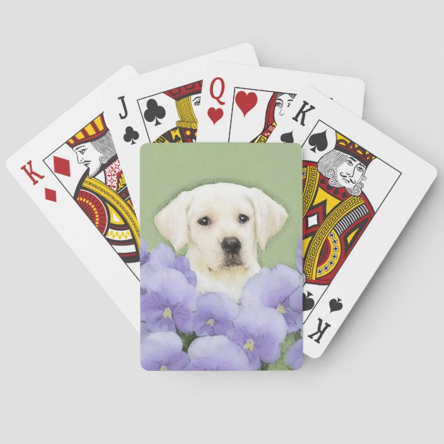 Labrador Retriever Puppy Painting Original Dog Art Playing Cards (Back)