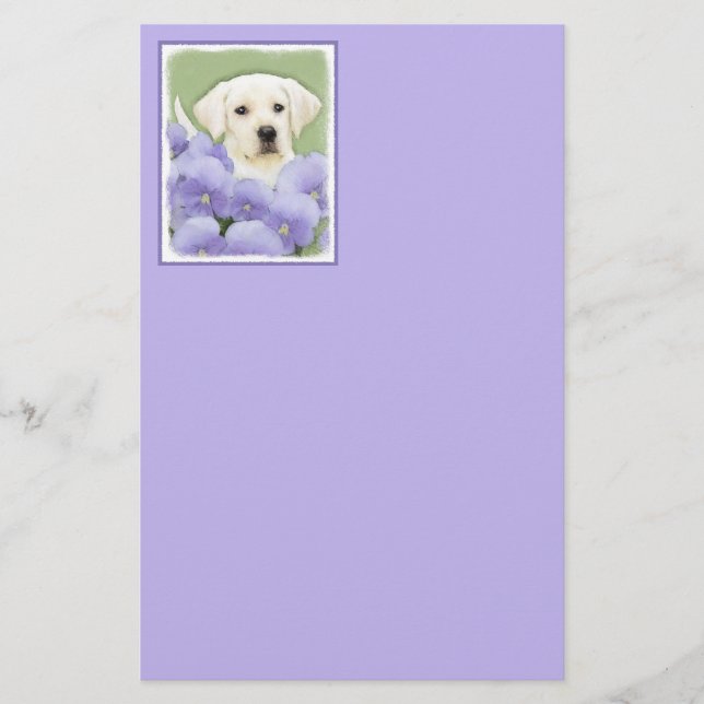 Labrador Retriever Puppy Painting Original Dog Art Stationery (Front)
