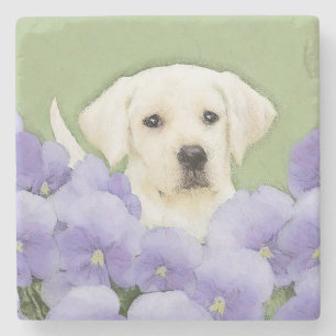 Labrador Retriever Puppy Painting Original Dog Art Stone Coaster