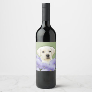 Labrador Retriever Puppy Painting Original Dog Art Wine Label