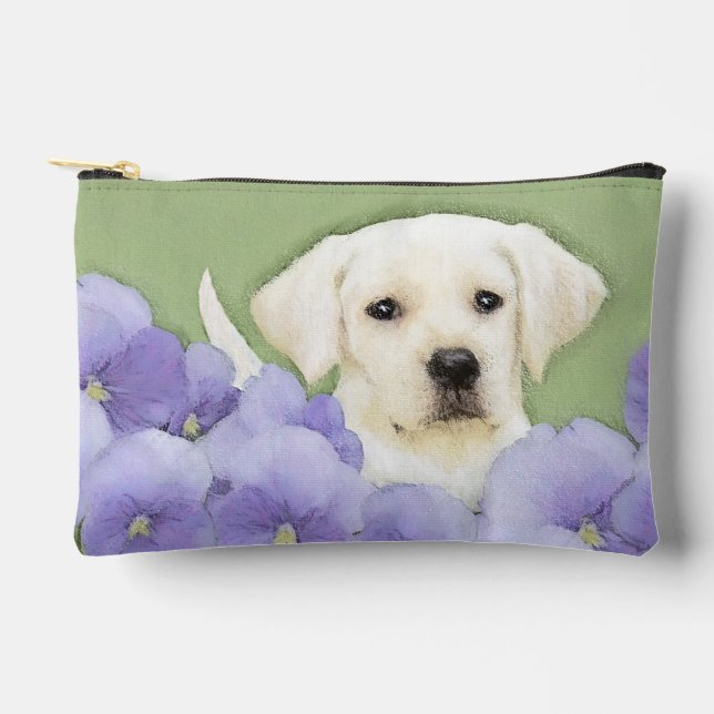 Labrador Retriever Puppy Painting Yellow Dog Art Accessory Pouch (Front)