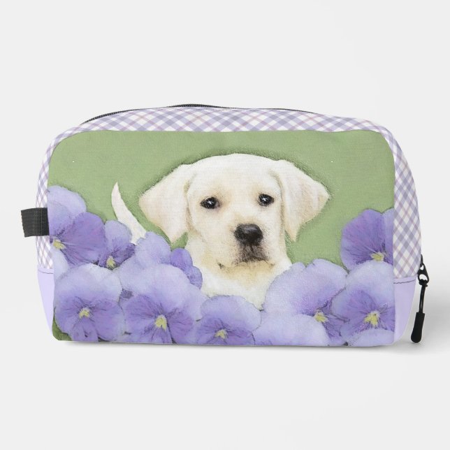 Labrador Retriever Puppy Painting Yellow Dog Art Dopp Kit (Front)