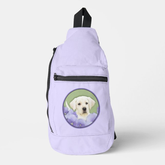 Labrador Retriever Puppy Painting Yellow Dog Art Sling Bag (Front)
