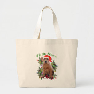 Labrador Retriever Puppy 'Tis the Season Large Tote Bag