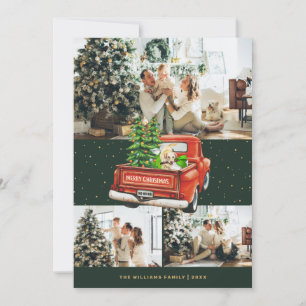 Labrador Retriever Red Truck Green Photo Christmas Holiday Card