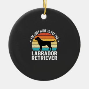 Labrador Retriever Retro Dog Petting Ceramic Tree Decoration